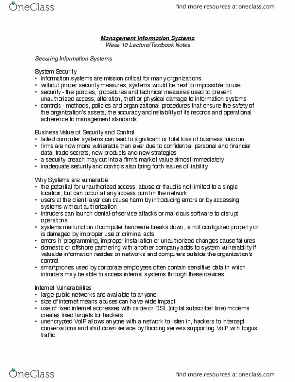 ITM 102 Lecture Notes - Lecture 10: Rogue Security Software, Management Information System, Application Software thumbnail