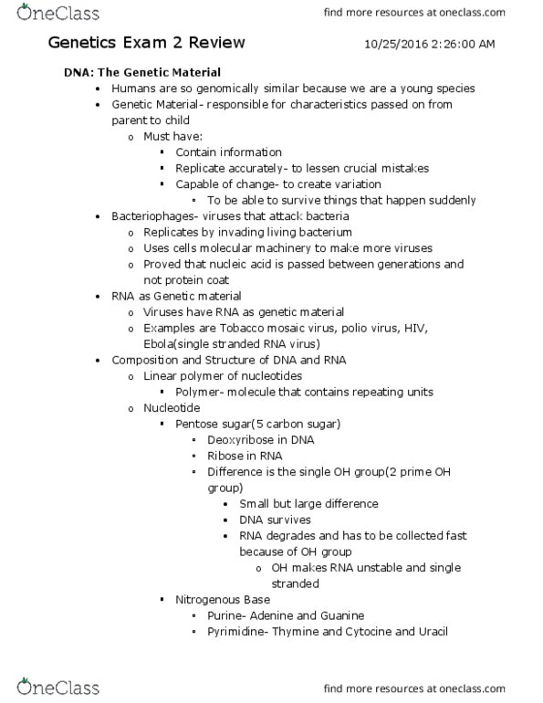 ANSI 3423 Lecture Notes - Lecture 2: Molecular Biology, Zygosity, Borrelia thumbnail