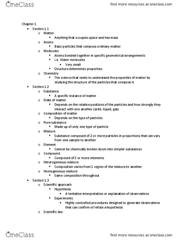 CH 101 Lecture Notes - Lecture 1: Kilogram, Plum Pudding Model, International System Of Units thumbnail