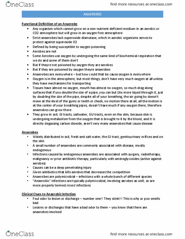 Microbiology and Immunology 3820A Lecture Notes - Lecture 2: Aspiration Pneumonia, Peritonitis, Cytotoxicity thumbnail