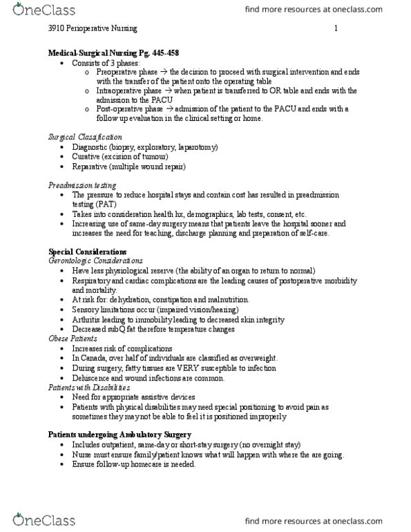 Nursing 3910A/B Chapter Notes - Chapter week 5: Alcohol Withdrawal Syndrome, Glycosuria, Wound Healing thumbnail