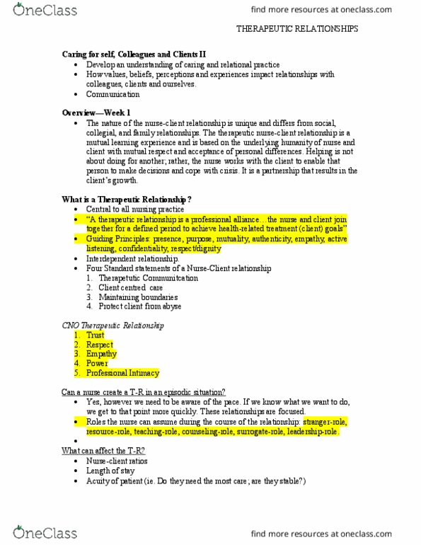 Nursing 1170A/B Lecture Notes - Lecture 1: Active Listening, Professional Boundaries, Therapeutic Relationship thumbnail
