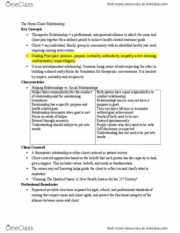 Nursing 1170A/B Chapter Notes - Chapter week 5: Abstinence, Professional Boundaries, Active Listening thumbnail