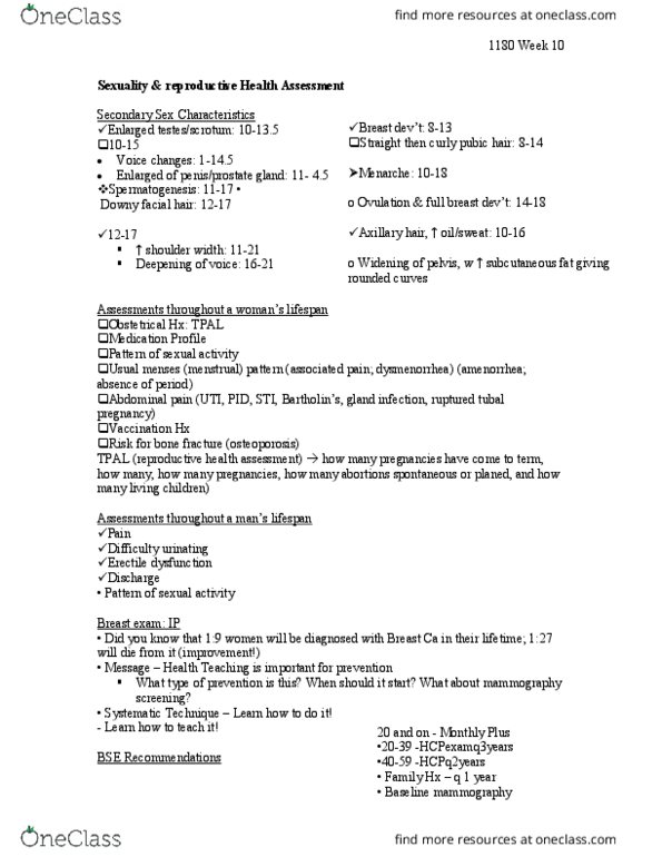 Nursing 1180A/B Lecture Notes - Lecture 10: Ectopic Pregnancy, Amenorrhoea, Bone Fracture thumbnail