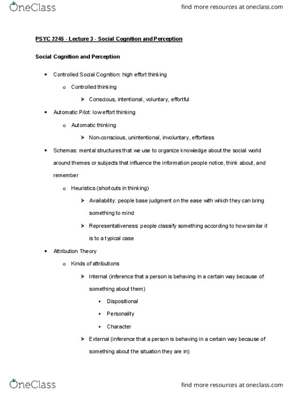 PSYC 2245 Lecture Notes - Lecture 3: Fundamental Attribution Error, Internal Set thumbnail