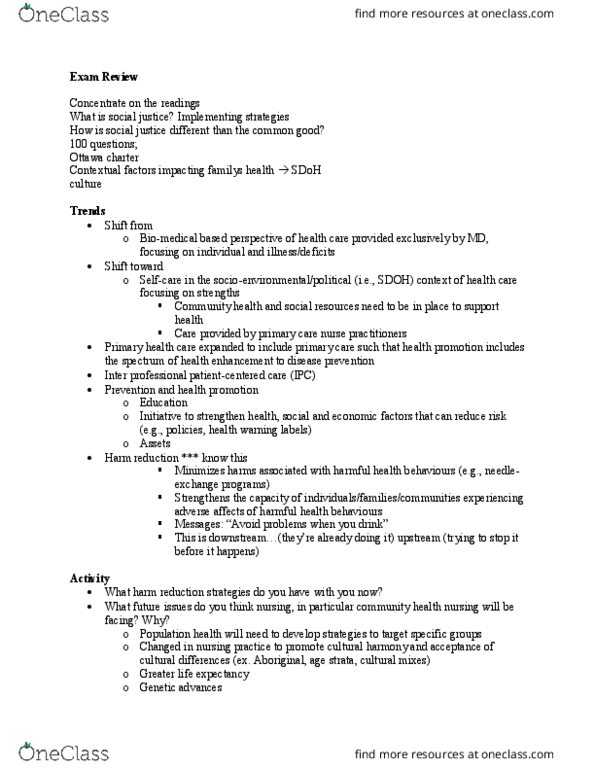 Nursing 2220A/B Lecture Notes - Lecture 12: Smoking Cessation, Nursing Shortage, Population Health thumbnail