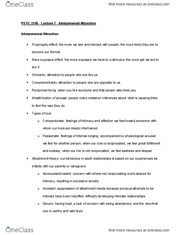 PSYC 2245 Lecture Notes - Lecture 7: Positive Illusions, Equity Theory, Derogation thumbnail