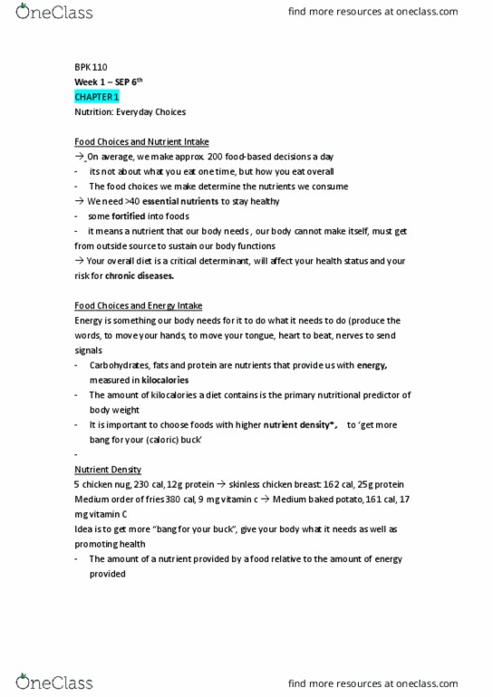 BPK 110 Lecture Notes - Lecture 1: Pyridoxine, Central Nervous System Depression, Kwashiorkor thumbnail