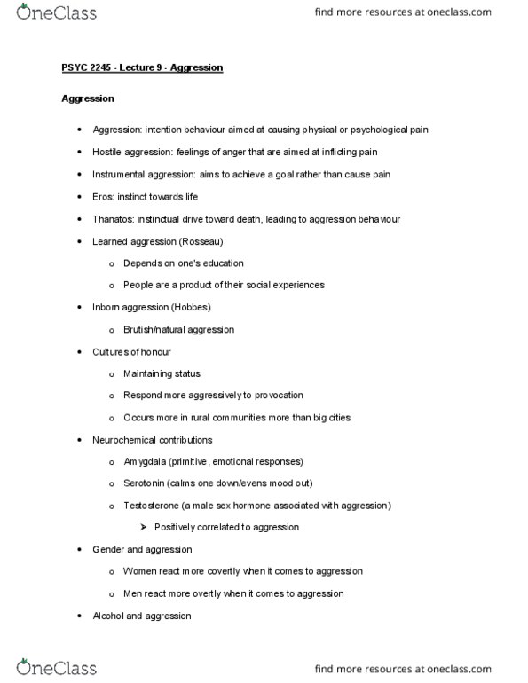 PSYC 2245 Lecture Notes - Lecture 9: Relative Deprivation, Social Exclusion thumbnail