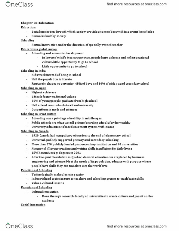 SOC 1100 Lecture Notes - Lecture 11: Social Stratification, Meritocracy, Cultural Learning thumbnail