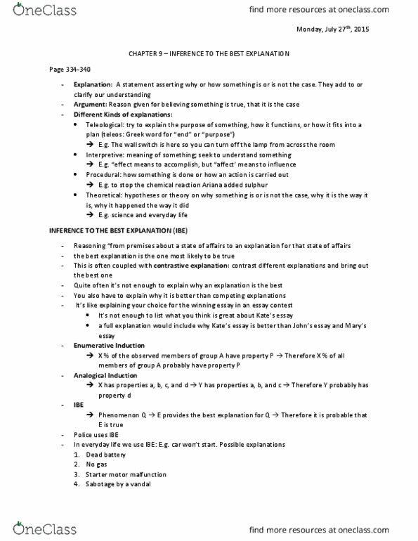 SSH 100 Lecture Notes - Lecture 9: Internal Consistency, Testability, Ad Hoc Hypothesis thumbnail