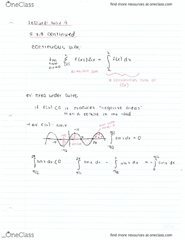 MATH 1LS3 Lecture Notes - Lecture 31: Riemann Sum, Prope, Sany thumbnail