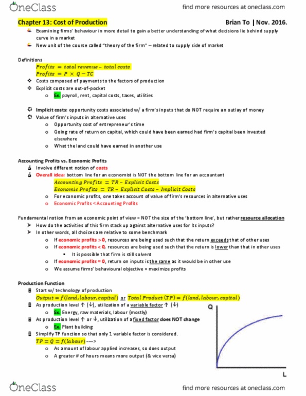 ECO 1104 Chapter Notes - Chapter 13: Fixed Cost, Marginal Cost, Variable Cost thumbnail