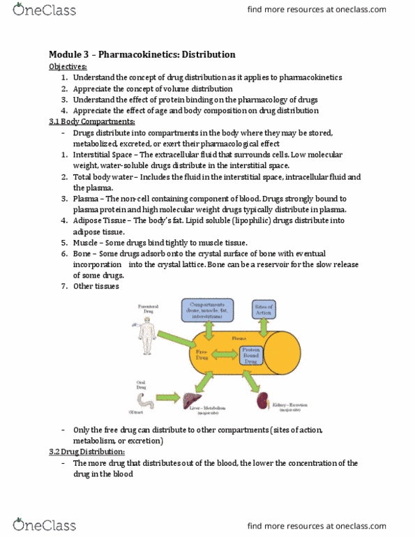 Pharmacology 2060A/B Lecture Notes - Lecture 3: Body Water, Adipose Tissue, Blood Proteins thumbnail