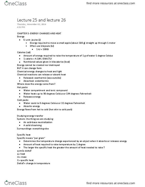 CHEM B1110 Lecture Notes - Lecture 26: Ice Pack, November 3, Joule thumbnail