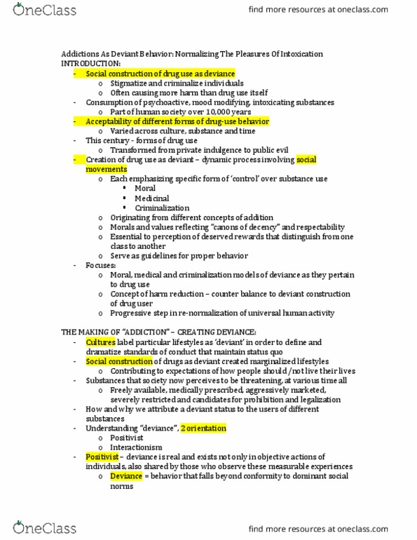 SOCB50H3 Chapter Notes - Chapter 3: Drug User, Harm Reduction, Pharmacology thumbnail