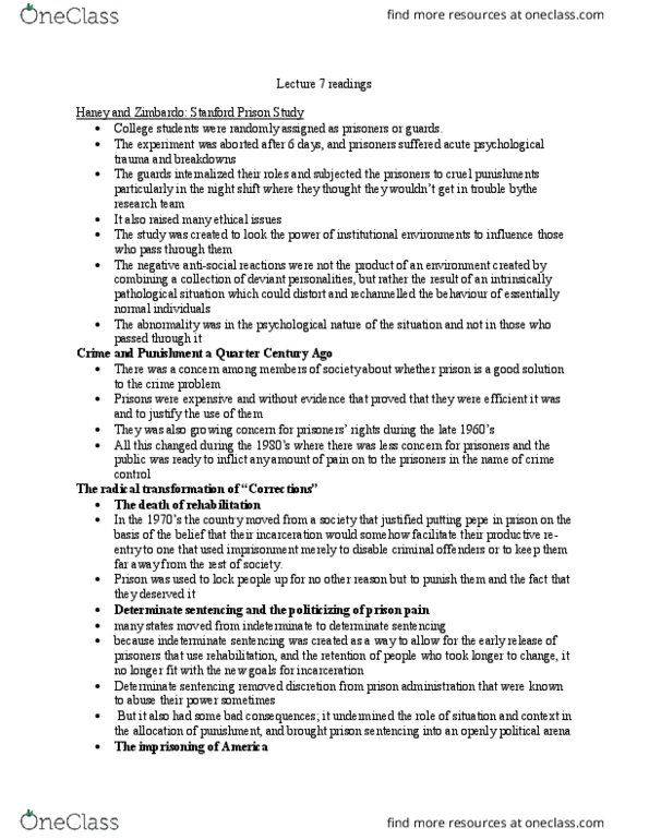 SOC371H5 Chapter Notes - Chapter 7: Stanford Prison Experiment, Psychological Trauma, Racialization thumbnail