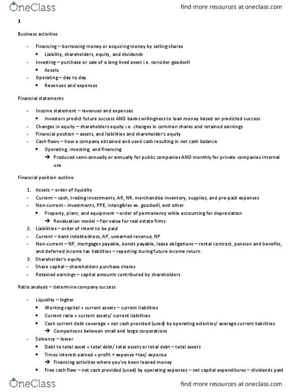 ACCT 2220 Lecture Notes - Lecture 24: Asset, Non-Sufficient Funds, Free Cash Flow thumbnail