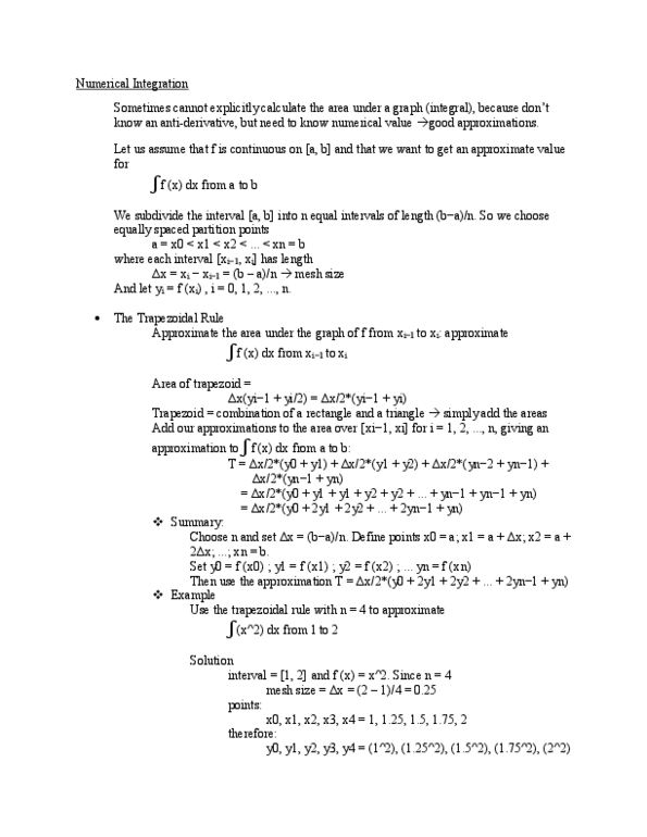 MATH 1552 Lecture Notes - Lecture 1: Numerical Integration, Antiderivative thumbnail