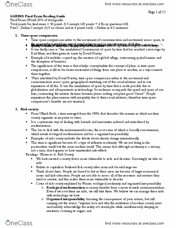GGRB02H3 Study Guide - Fall 2016, Final - Yan Tatsine, Unocal ...