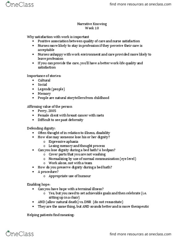 Nursing 1170A/B Lecture Notes - Lecture 10: Bedpan, Expressive Aphasia thumbnail