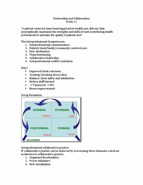 Nursing 1170A/B Lecture Notes - Lecture 11: Collaborative Leadership, Health Professional, Occupational Therapist thumbnail