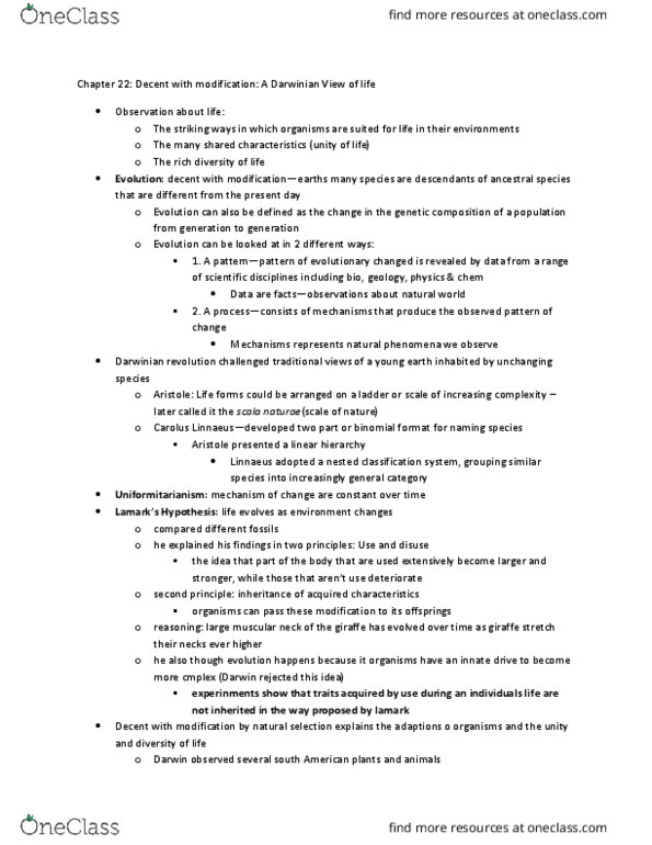 BIO152H5 Chapter Notes - Chapter 22: Great Chain Of Being, Aristotle, Selective Breeding thumbnail