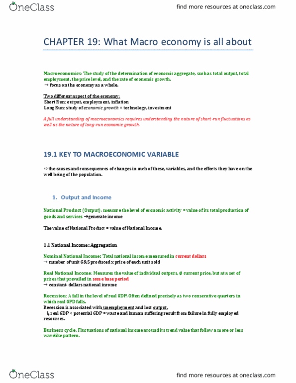 ECON 209 Lecture Notes - Lecture 1: Frictional Unemployment, Structural Unemployment, Potential Output thumbnail