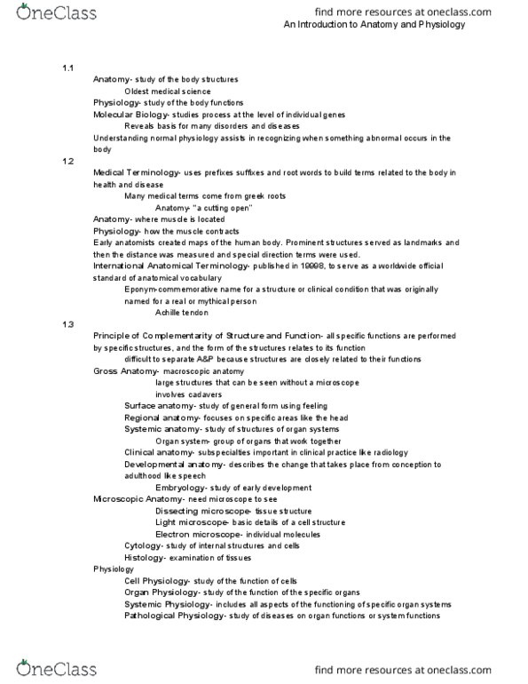 BIOL 109 Lecture Notes - Lecture 1: Electron Microscope, Optical Microscope, Histology thumbnail