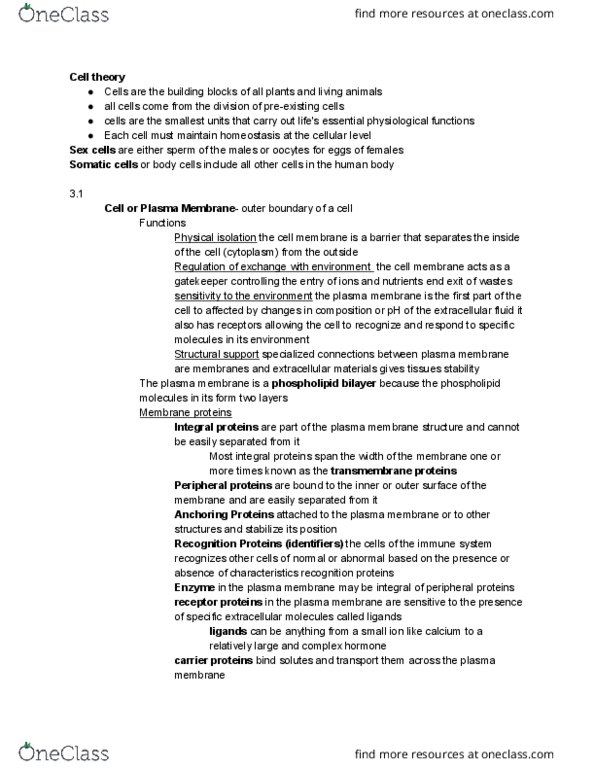 BIOL 109 Lecture Notes - Lecture 7: Endoplasmic Reticulum, Extracellular Fluid, Nuclear Pore thumbnail