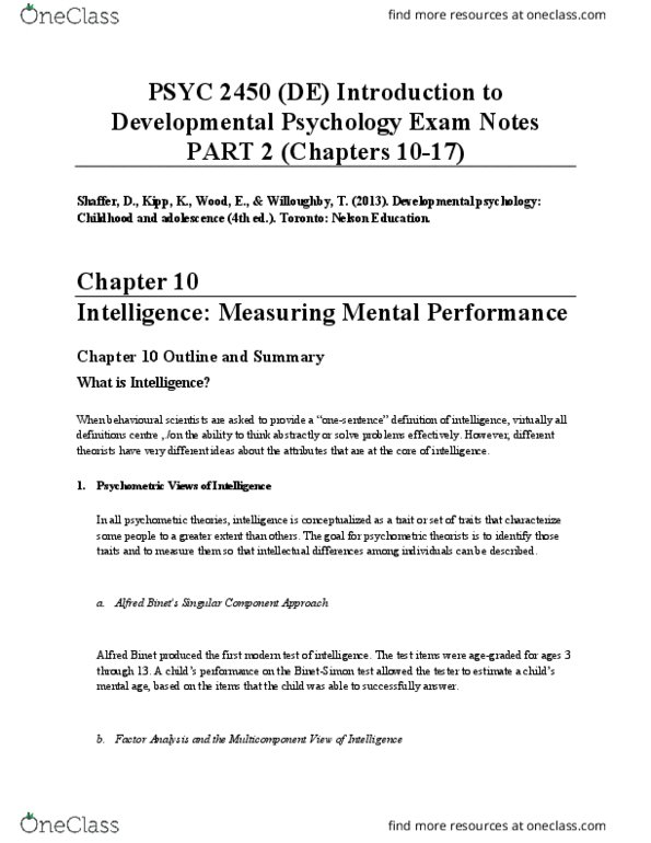 PSYC 2740 Lecture 12: PSYC 2450 (DE) Exam Notes PART 2 thumbnail