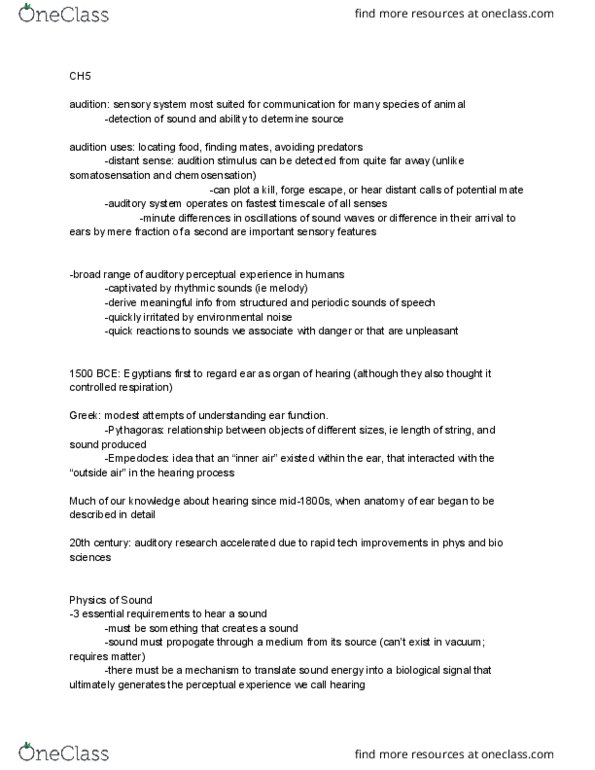 PSY 3108 Chapter Notes - Chapter 5: Medial Geniculate Nucleus, Environmental Noise, Genetic Disorder thumbnail