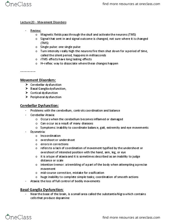 APA 2120 Lecture Notes - Lecture 20: Substantia Nigra, Basal Ganglia, Motor Neuron Disease thumbnail