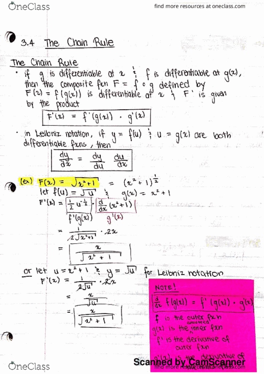 MATH 100 Chapter 3.4 page 197-207: The Chain Rule thumbnail