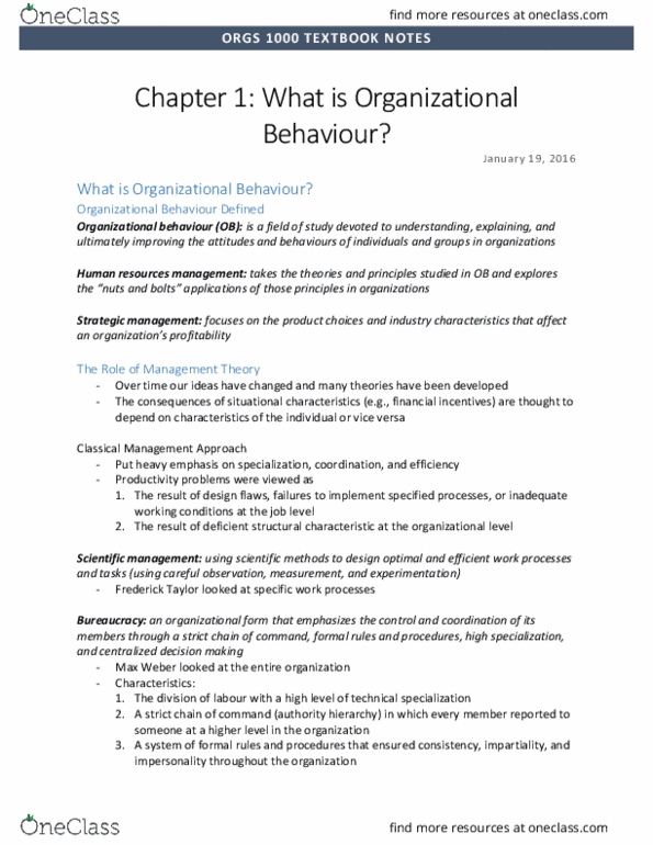 ORGS 1000 Chapter Notes - Chapter 1-4, 6, 10, 12: Organizational Commitment, Job Satisfaction, Salary thumbnail