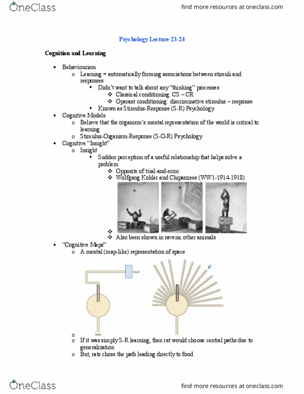 Psychology 1000 Lecture Notes - Lecture 23: Air Traffic Controller, Sensory Memory, Episodic Memory thumbnail