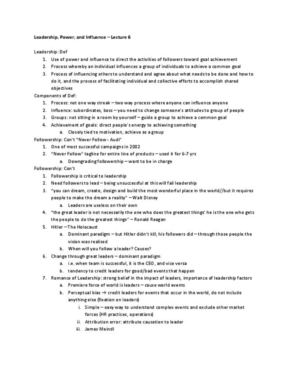 PSYCH 338 Lecture Notes - Lecture 6: Transactional Leadership, Reference Range, Ingratiation thumbnail