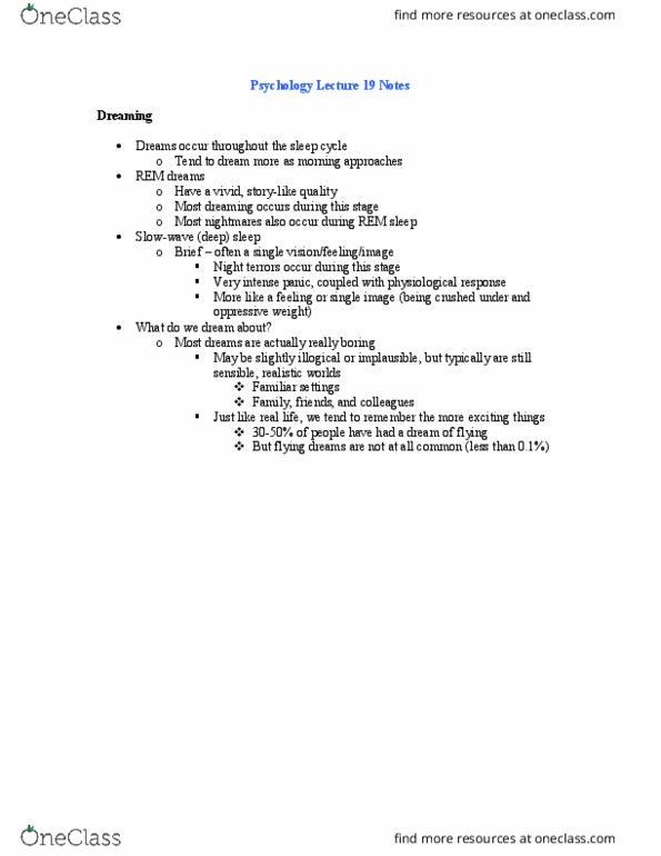 Psychology 1000 Lecture Notes - Lecture 19: Sleep Deprivation, Reuptake, Drug Tolerance thumbnail