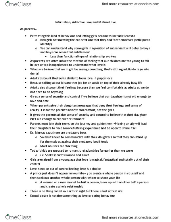 SOCSCI 2P03 Chapter Notes - Chapter 7: Puppy Love, Headache, These Girls thumbnail