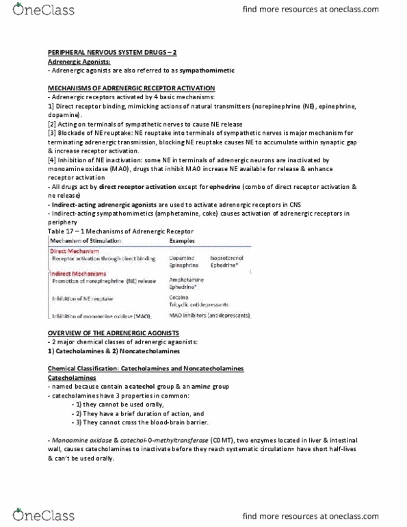 PHA 3112 Lecture Notes - Lecture 2: Benign Prostatic Hyperplasia, Adrenergic Receptor, Orthostatic Hypotension thumbnail