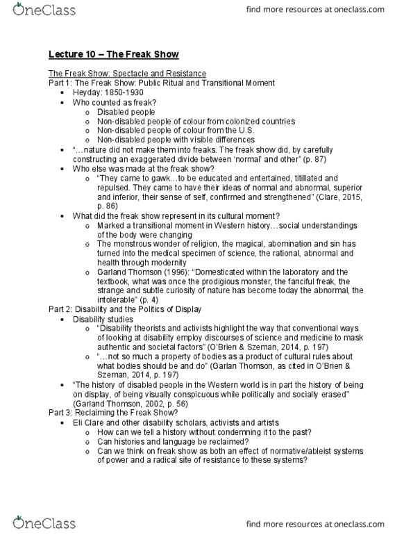 SOC 202 Lecture Notes - Lecture 10: Disability Studies, Reinforcement, Ableism thumbnail