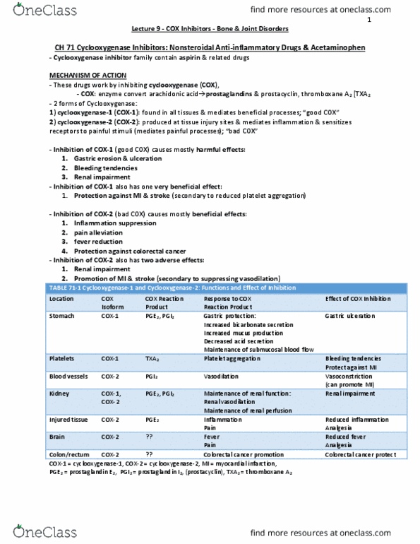 PHA 3112 Chapter Notes - Chapter 71: Colorectal Cancer, Rheumatoid Arthritis, Rheumatic Fever thumbnail