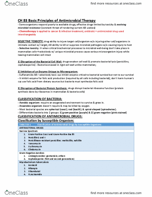 PHA 3112 Chapter Notes - Chapter 83: Multiple Drug Resistance, Enterococcus Faecalis, Antimicrobial Resistance thumbnail