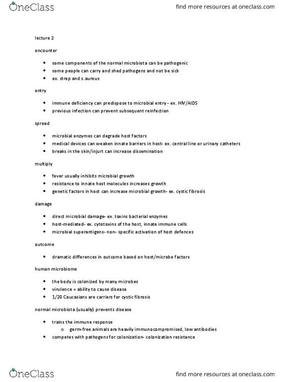 BMS 451 Lecture Notes - Lecture 2: Human Microbiota, Sickle-Cell Disease, Immunodeficiency thumbnail