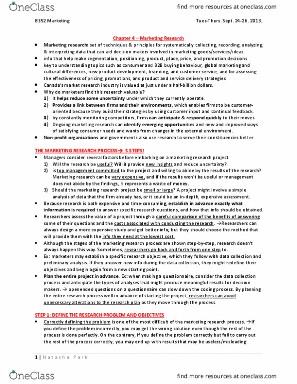 BU352 Chapter Notes - Chapter 4: Panel Data, Simple Random Sample, Convenience Sampling thumbnail