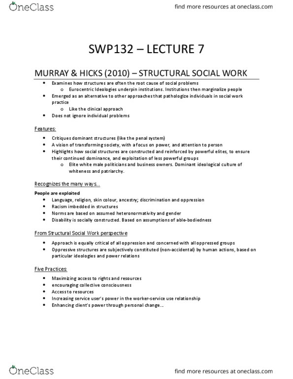 SWP 132 Lecture Notes - Lecture 7: Male Privilege, Eurocentrism, Heteronormativity thumbnail