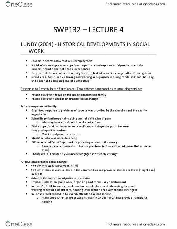 SWP 132 Lecture Notes - Lecture 4: Structural Functionalism, Marxism, Narrative Therapy thumbnail