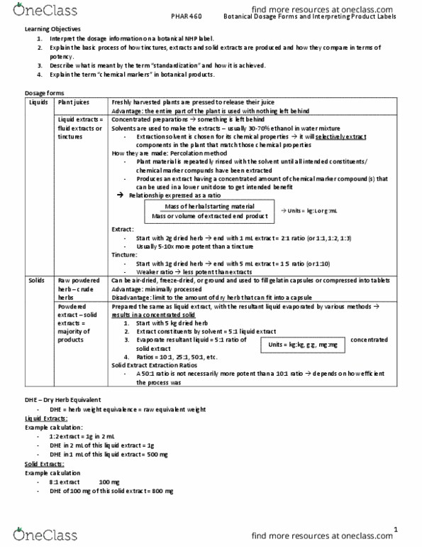 PHAR 460 Lecture Notes - Lecture 10: Horsepower, Dosage Form, Dicalcium Phosphate thumbnail