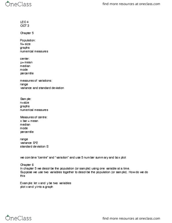 ECO220Y1 Lecture Notes - Lecture 4: Box Plot, Confounding, Standard Deviation thumbnail