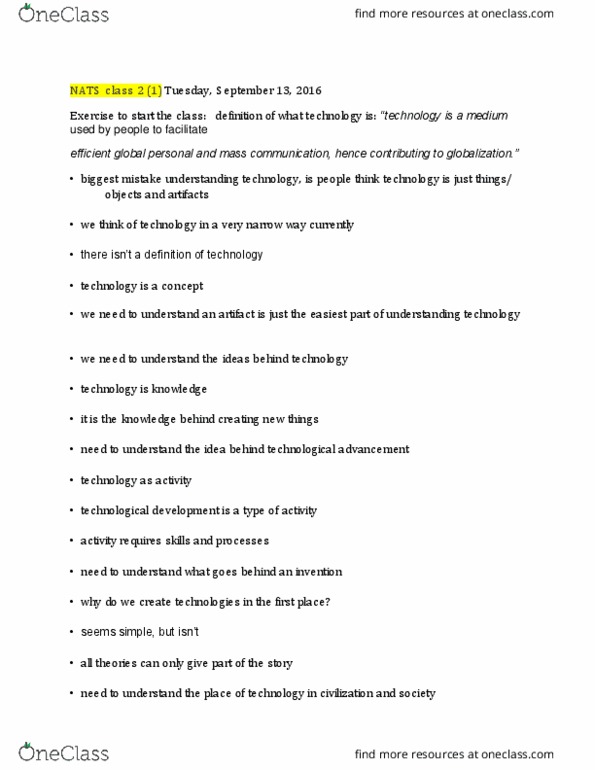 NATS 1775 Lecture Notes - Lecture 2: Electrical Telegraph, Morse Code, Technological Determinism thumbnail